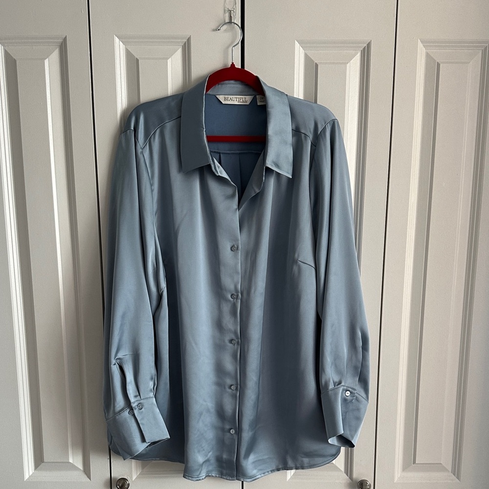 Elegant Blue Satin Blouse